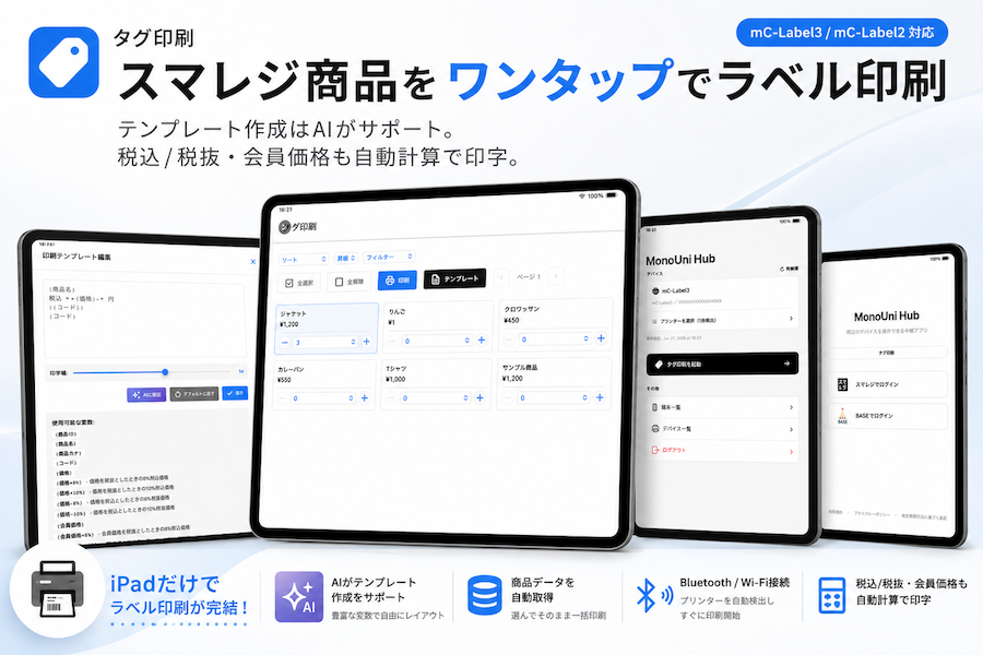 すぅ様・ご確認用 タグ印刷｜値札・バーコードを簡単発行｜スマレジ・アプリマーケット